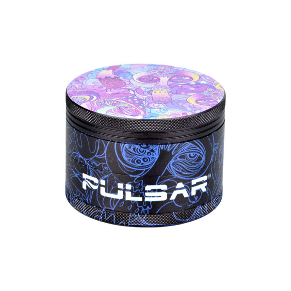 Pulsar Design Series Grinder with Side Art – Melting Mushroom / 4pc / 2.5″