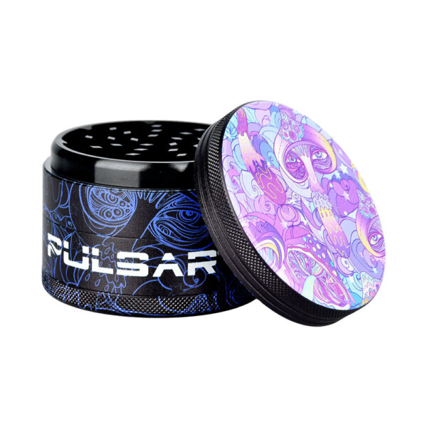Pulsar Design Series Grinder with Side Art – Melting Mushroom / 4pc / 2.5″ - Image 2