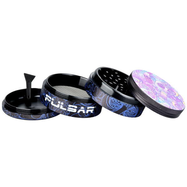 Pulsar Design Series Grinder with Side Art – Melting Mushroom / 4pc / 2.5″ - Image 4