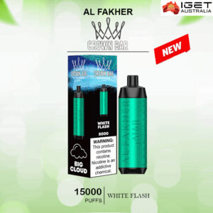 ALFAKHER CROWN BAR – WHITE FLASH – 15000 PUFFS